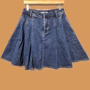 Lands' End Denim Pleated Mini Skirt Size 6 NWT